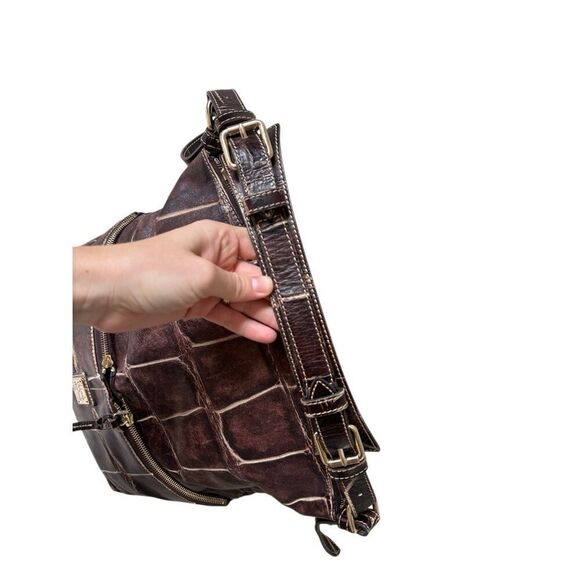Dooney & Bourke Dillen Croc Embossed Brown Large Tote Bag Tote Shoulder Bag - Picture 11 of 15